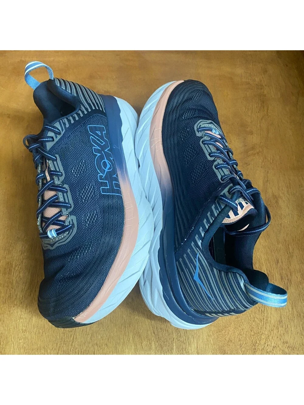 Hoka One One Bondi 6 Wide Running Shoes Womens Size 9.5 D Blue 1019272 MIDP